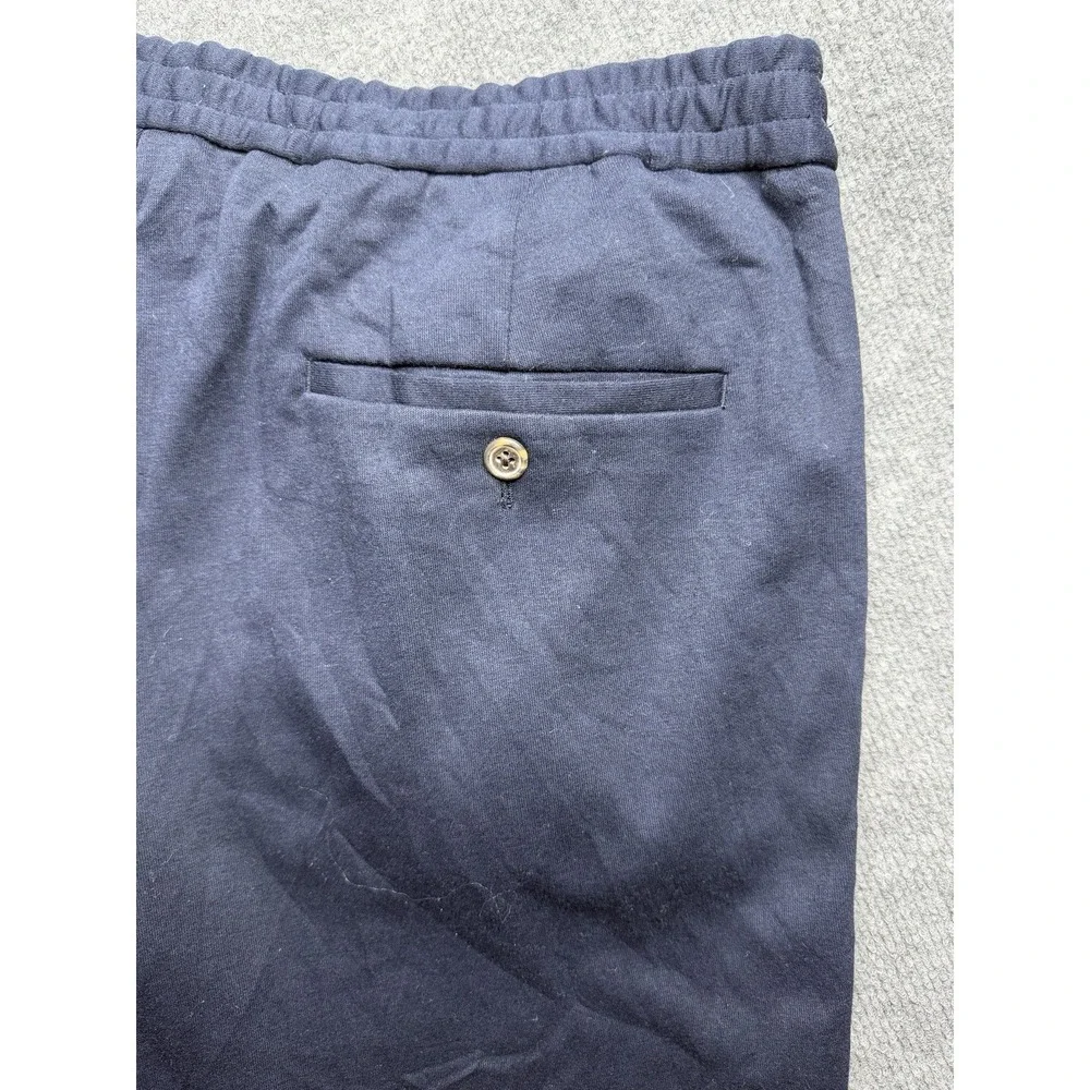 Polo Ralph Lauren Pleated Double Knit Trousers Mens 38x34 Blue Drawstring Pants